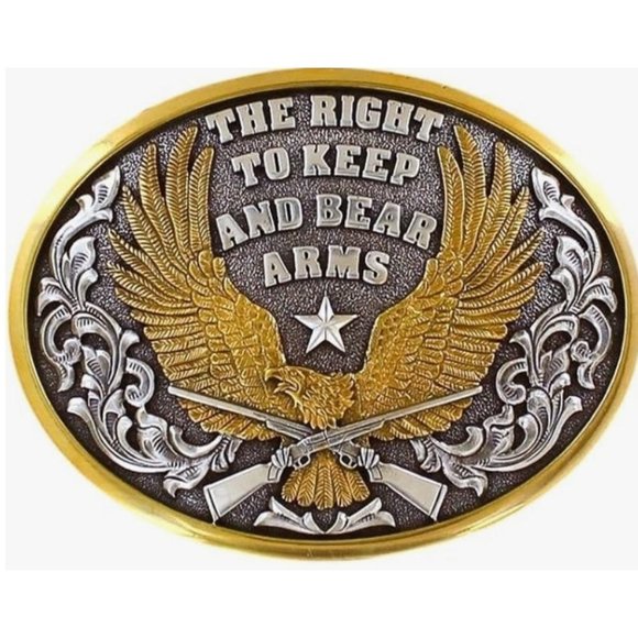 NEW M&F WESTERN Nocona Oval Right to Keep and Bear Arms Mens Eagle Buckle - Picture 1 of 1